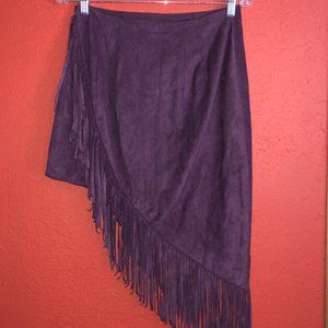 Express Purple Faux Suede Fringed Size 6 Skirt